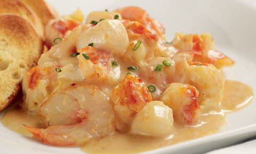 Lobster and Shrimp and Scallops in Garlic Butter Sauce