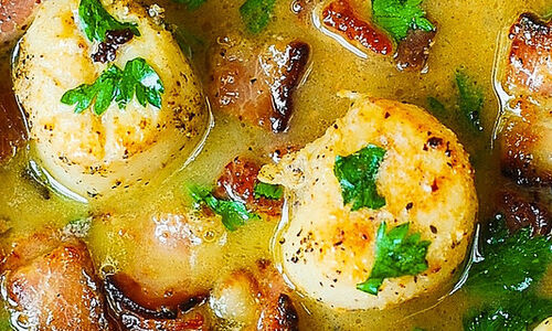 Seared Scallops with Bacon in Lemon Butter Sauce