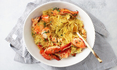 Lobster & Spaghetti Squash with Garlic Herb Butter
