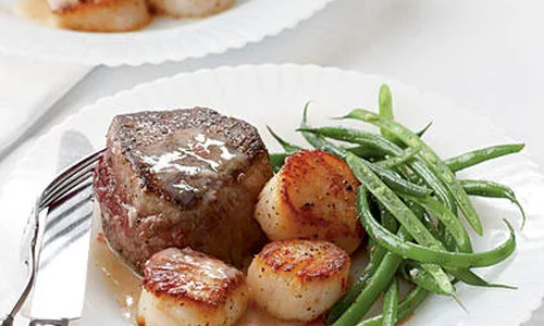Steak and Scallops with Champagne-Butter Sauce