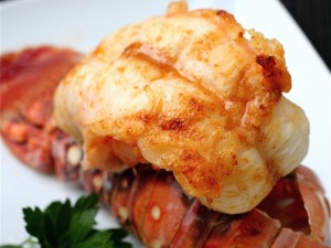 Lobster tail cooked closeup